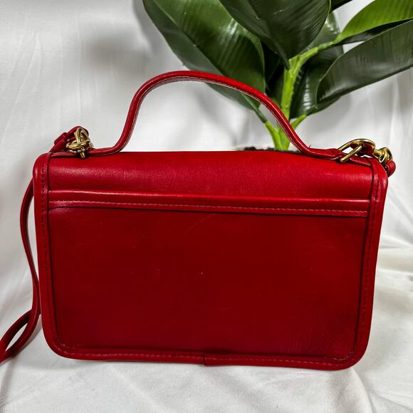 COACH Casino 9924 Red Leather Shoulder Bag Vintage Nickel Hardware Crossbody - Picture 6 of 11